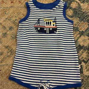 Adventurewear 360 Boys Nautical Blue White Striped Romper 9 Month